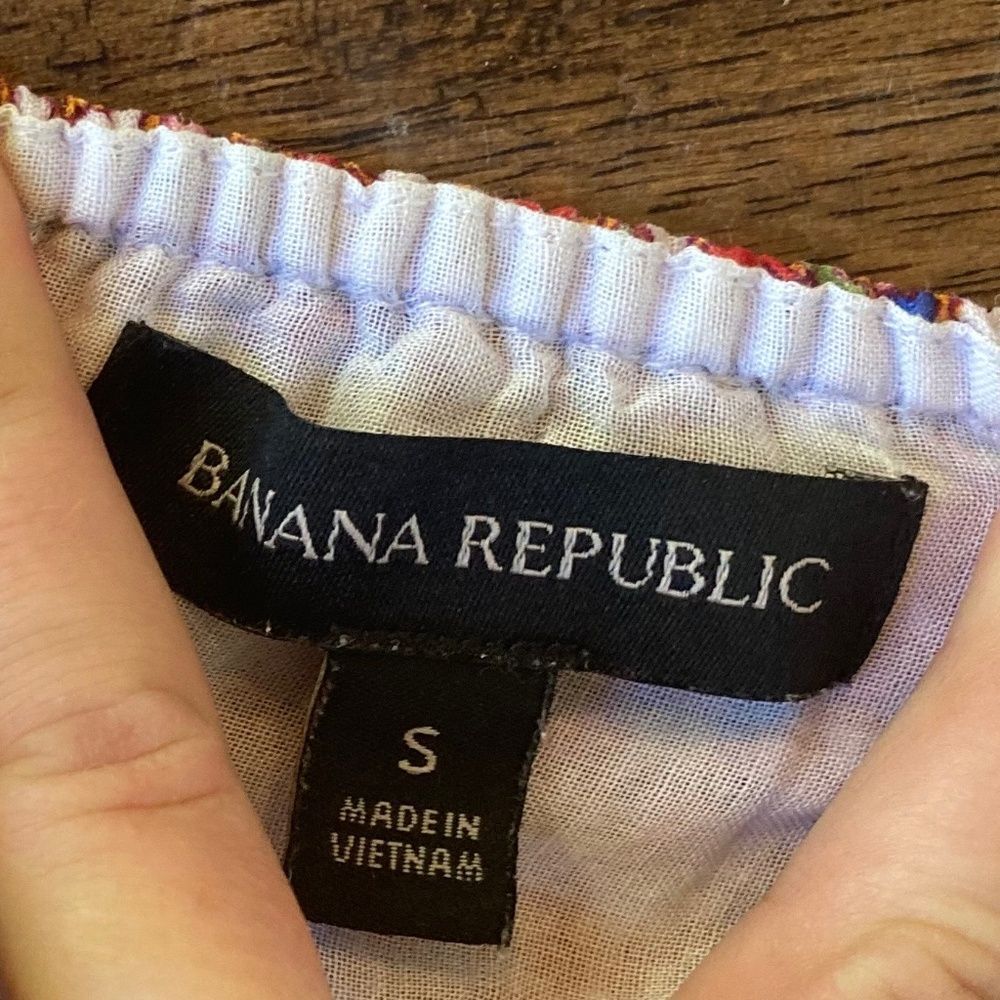 Banana Republic Ramie Halter Tank Small Lined Floral Top Spaghetti Strap - Picture 5 of 9